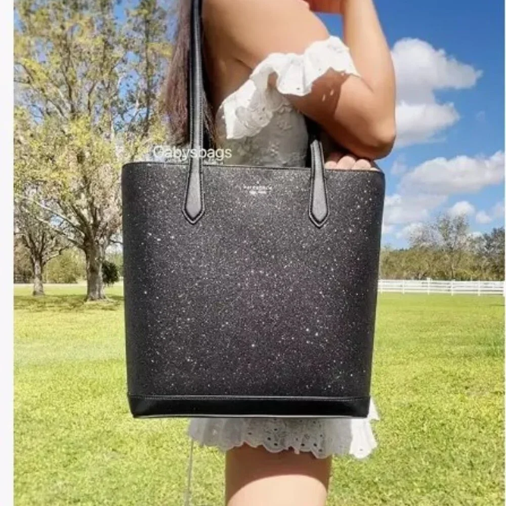 Euc Kate Spade Black Glitter Tinsel Shoulder Bag Purse